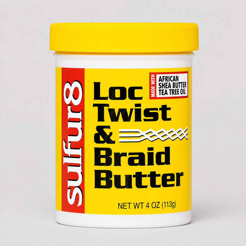 Sulfur8 Loc Twist & Braid Butter 4 oz front product image with African shea butter and tea tree oil