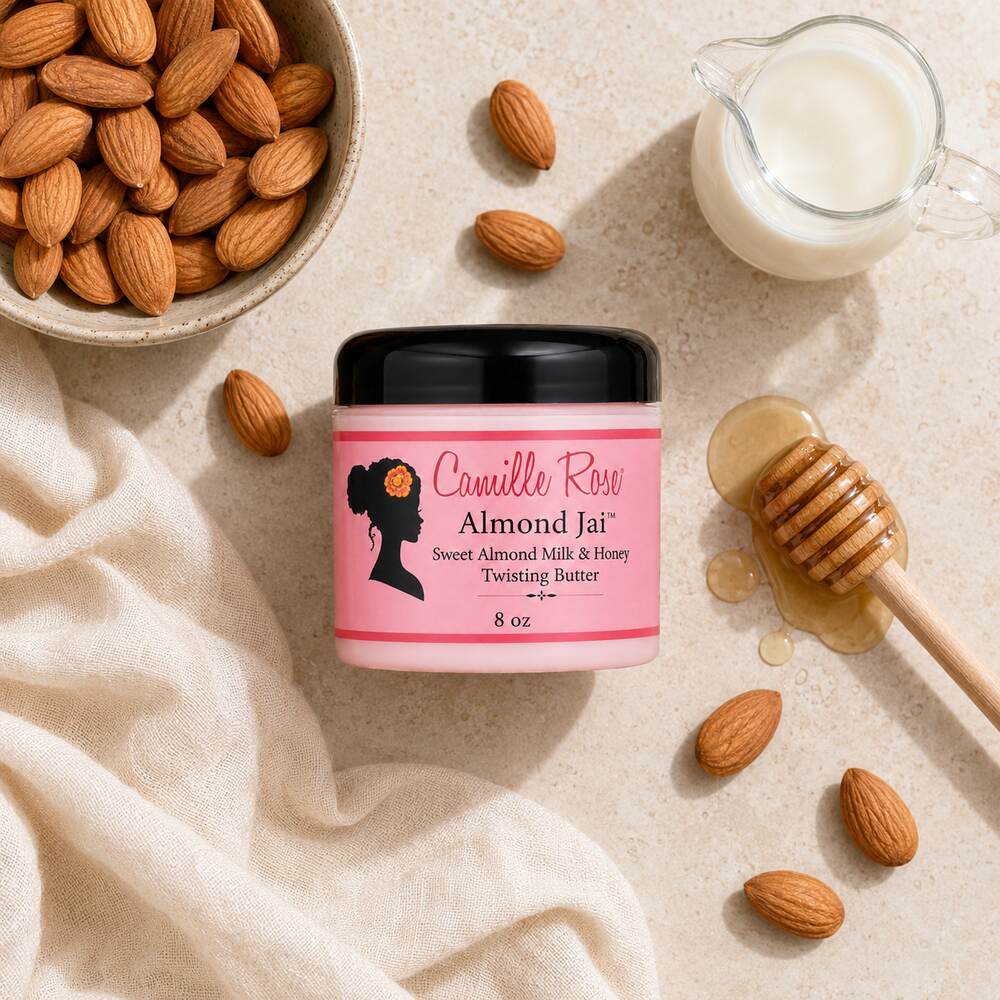 Camille Rose Almond Jai Twisting Butter 8oz with almonds almond milk and honey