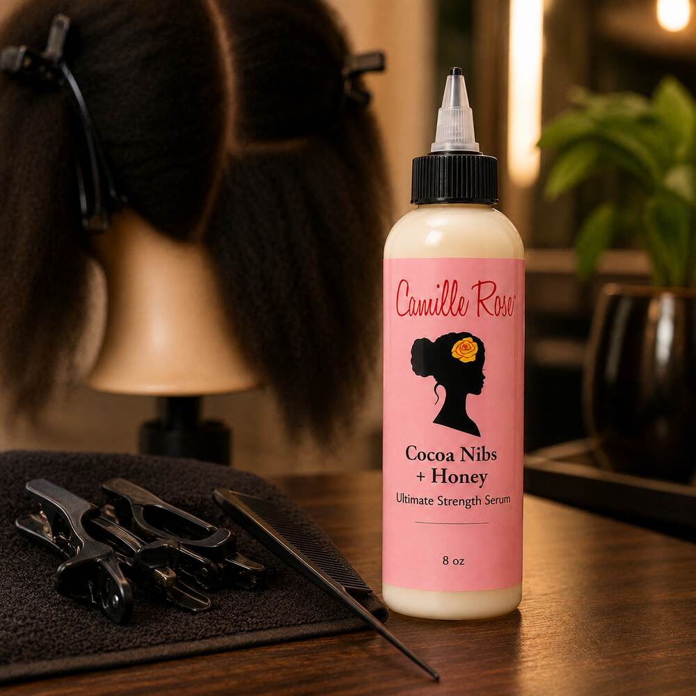 Camille Rose Cocoa Nibs and Honey Ultimate Strength Serum 8oz salon hair care scene