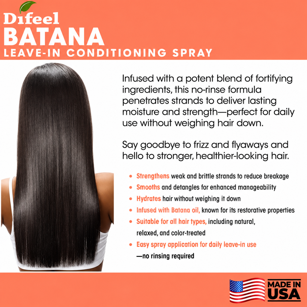 Difeel Batana Leave In Conditioning Spray 8oz