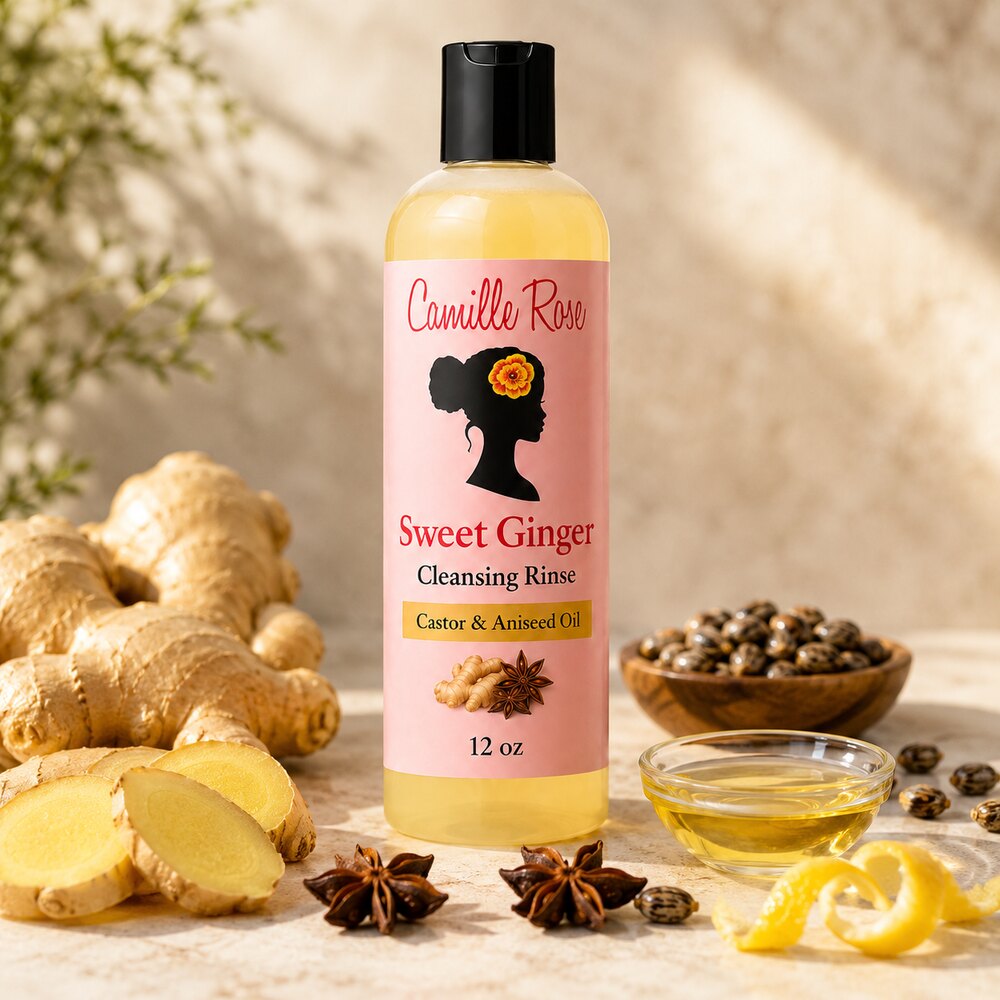 Camille Rose Sweet Ginger Cleansing Rinse 12oz with ginger star anise and castor oil