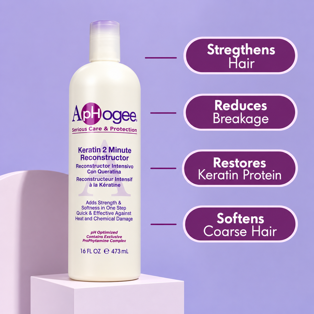 ApHogee Keratin 2 Minute Reconstructor 8 oz – Strengthening Hair Treatment