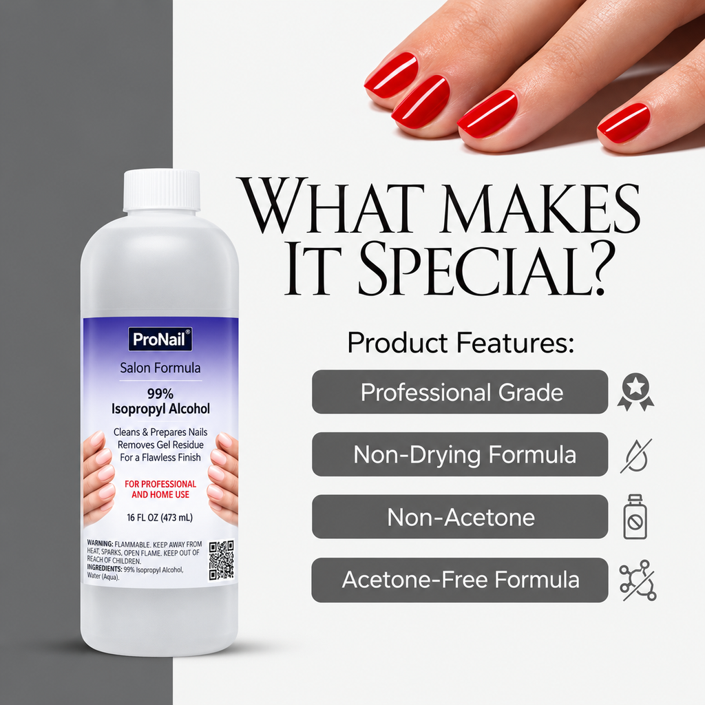 Pro Nail Salon Formula 99% Isopropyl Alcohol 16 oz