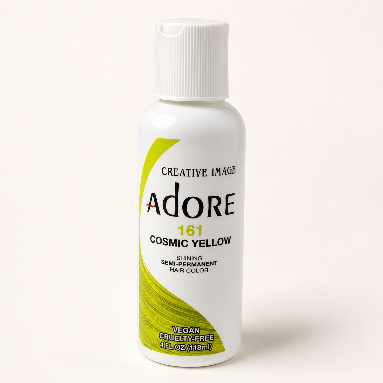     Adore 161 Cosmic Yellow vegan hair dye 4 oz bottle with white flip-top cap