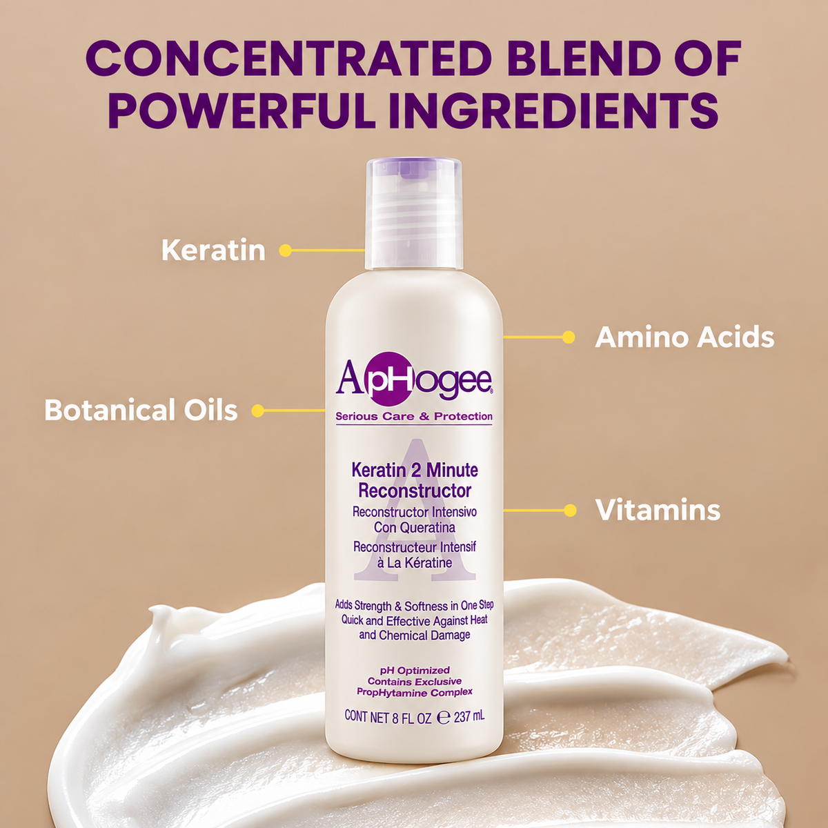 ApHogee Keratin 2 Minute Reconstructor 8 oz – Strengthening Hair Treatment
