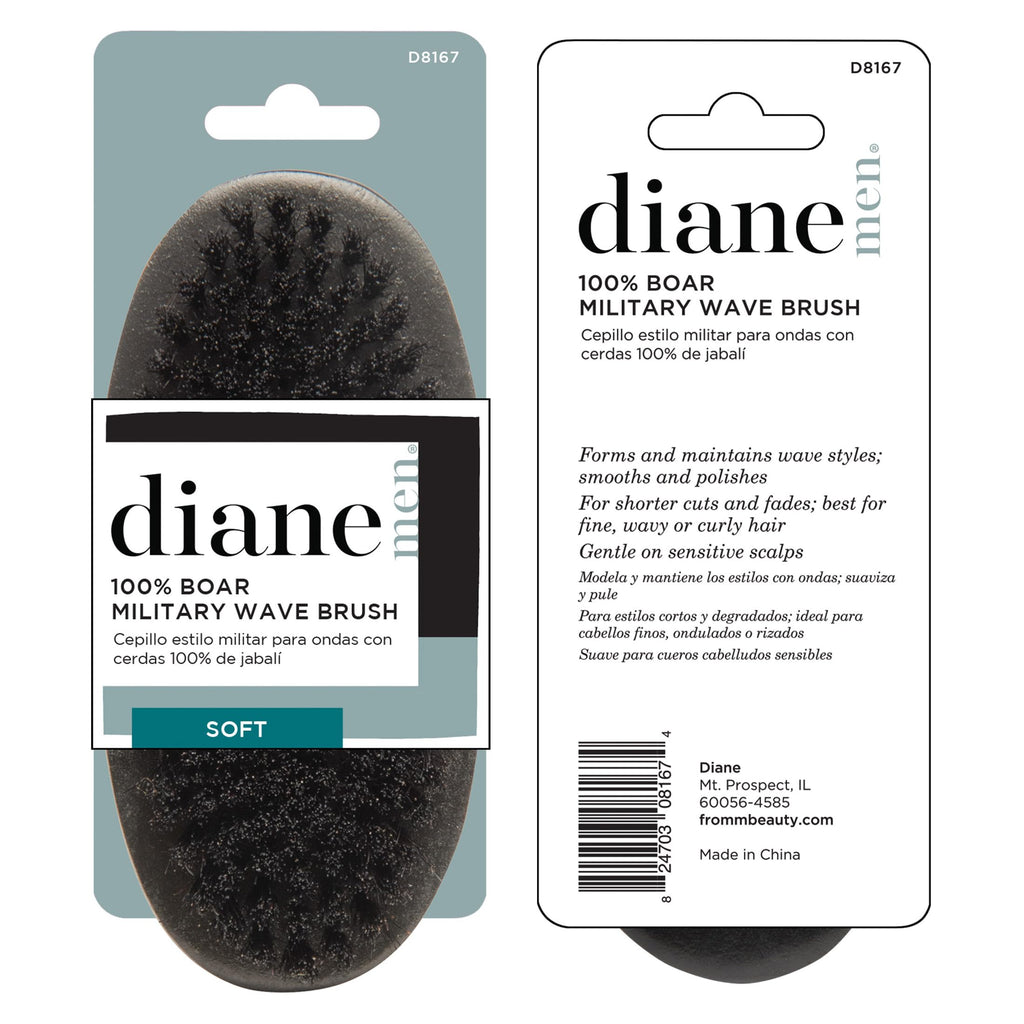 Diane Premium 100% Boar Military Wave Brush Soft D8167