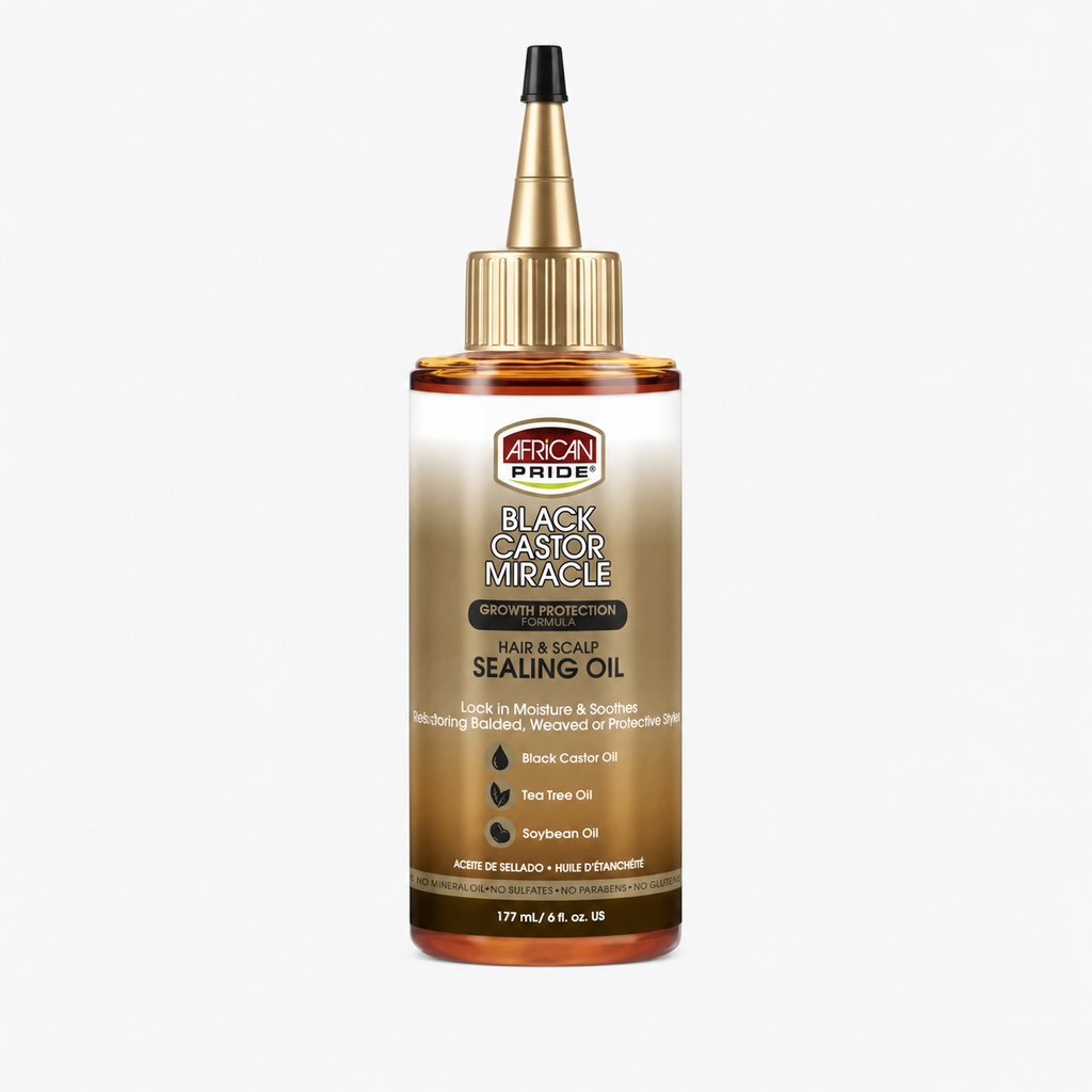 African Pride Black Castor Miracle Hair and Scalp Sealing Oil 6 oz front product image on white background