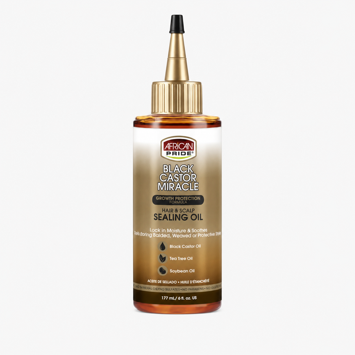 African Pride Black Castor Miracle Hair and Scalp Sealing Oil 6 oz front product image on white background