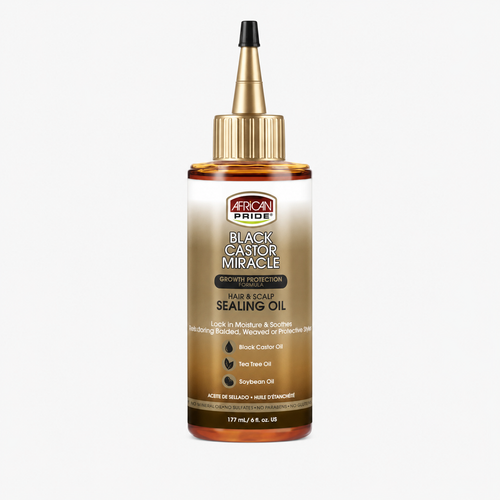African Pride Black Castor Miracle Hair and Scalp Sealing Oil 6 oz front product image on white background