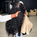 A Woman wearing Natural Wet & Wavy loose bulk human hair