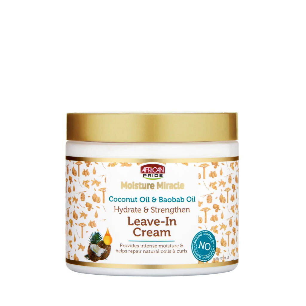African Pride Moisture Miracle Coconut Oil & Baobab Oil Hydrate & Strengthen Leave In Cream