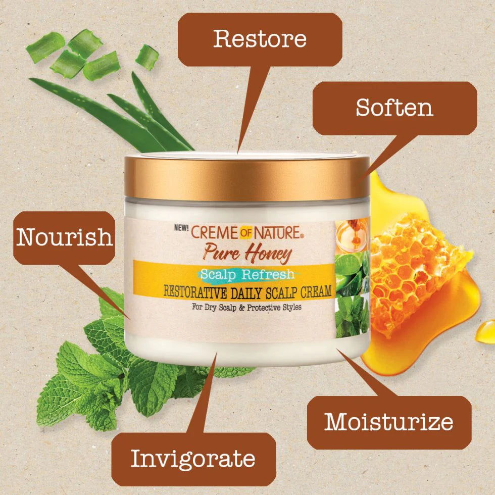 Creme Of Nature Pure Honey Scalp Refresh Restorative Daily Scalp Cream 4.7oz