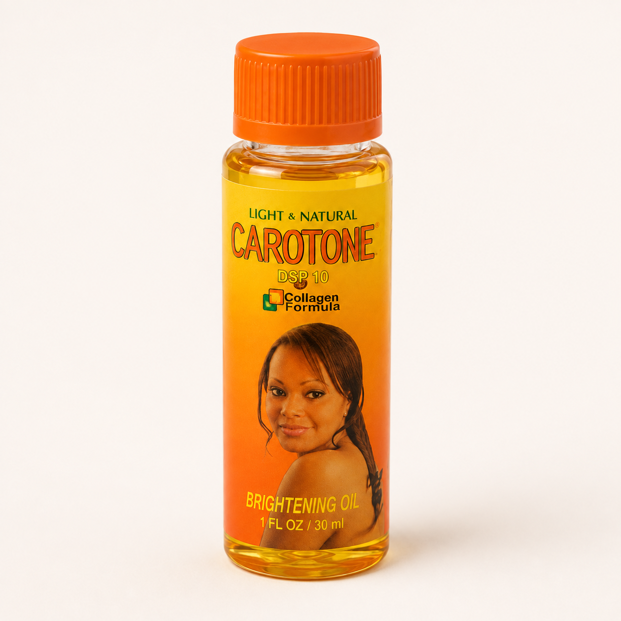 Carotone Brightening Oil 1 oz with collagen formula and orange cap