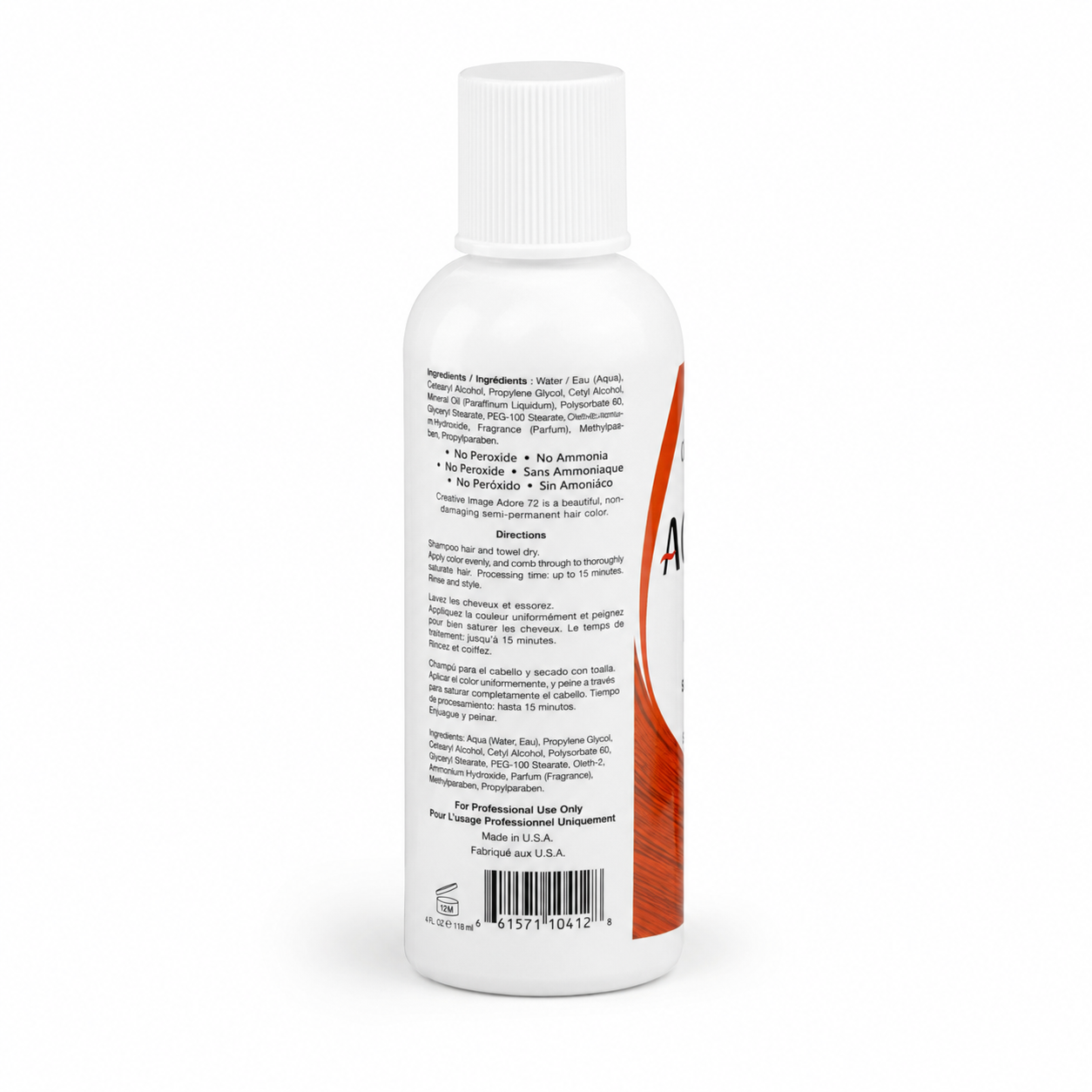 Adore Paprika semi-permanent hair dye beside a glossy copper-orange shade swatch