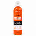 A single aerosol can of Red by Kiss StylerFix Freeze Hair Spray, featuring a bright orange body, a white flip-top cap, and a black and white label with white text.