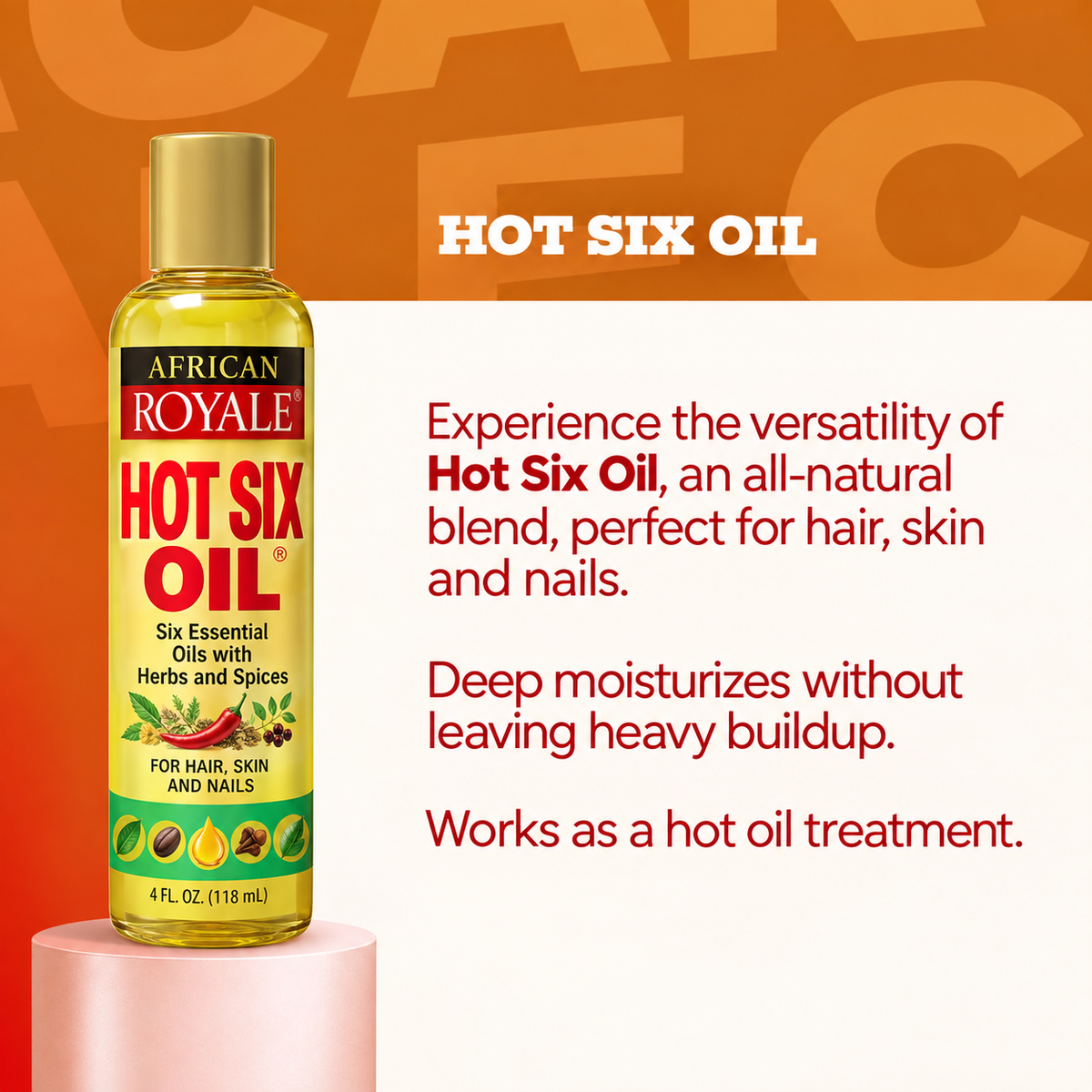 African Royale Hot Six Oil Six Oils in One 8oz