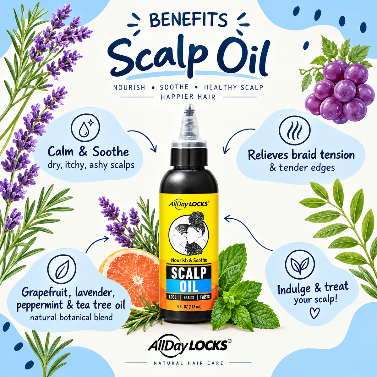 AllDay Locks Moisturizing & Anti Itch Scalp Oil 4oz