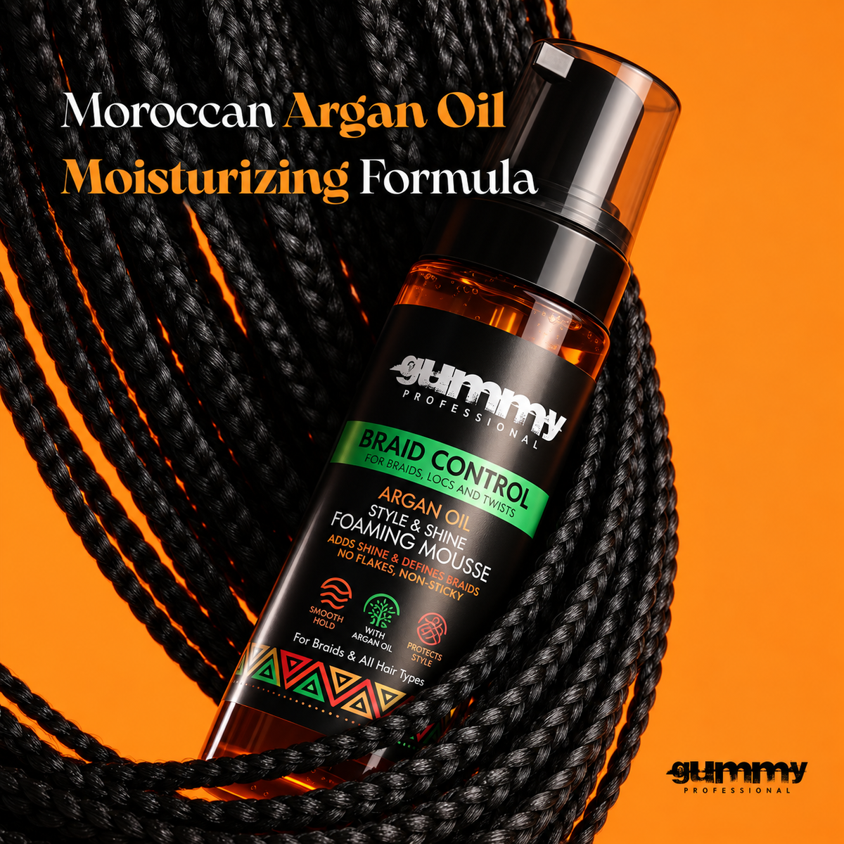 Gummy Professional Braid Control Argan Oil Foaming Mousse 6.76 oz