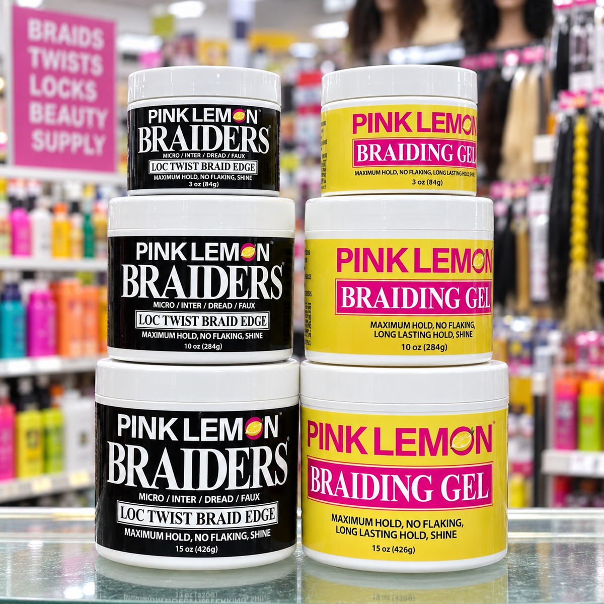 Pink Lemon Braiders Maximum Hold Braiding Gel 15 oz