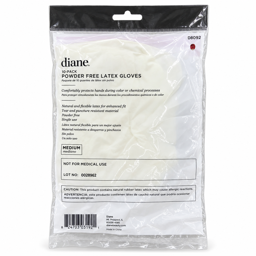 Diane Powder-Free Latex Gloves Medium 10 Count – D8092