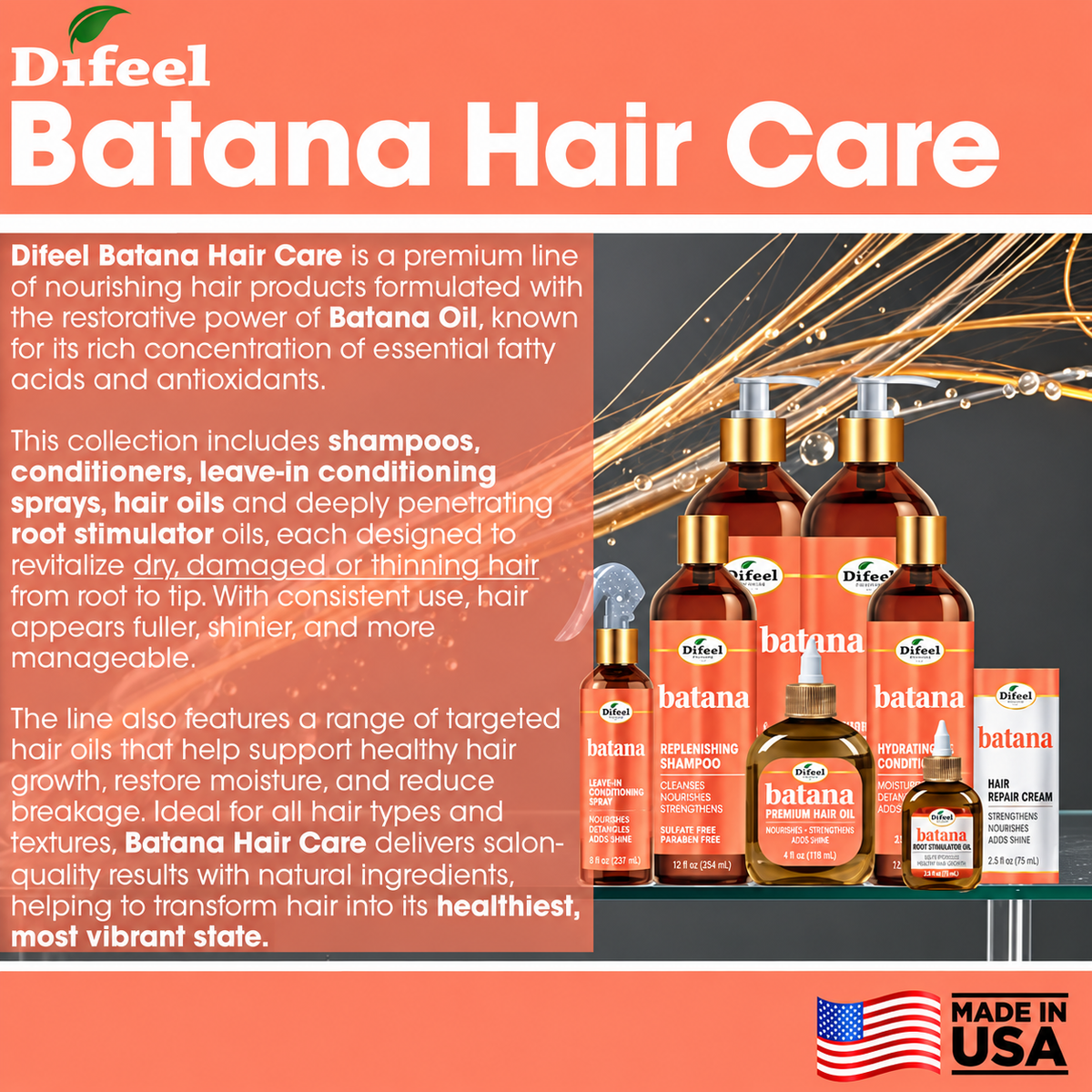Difeel Batana Leave In Conditioning Spray 8oz
