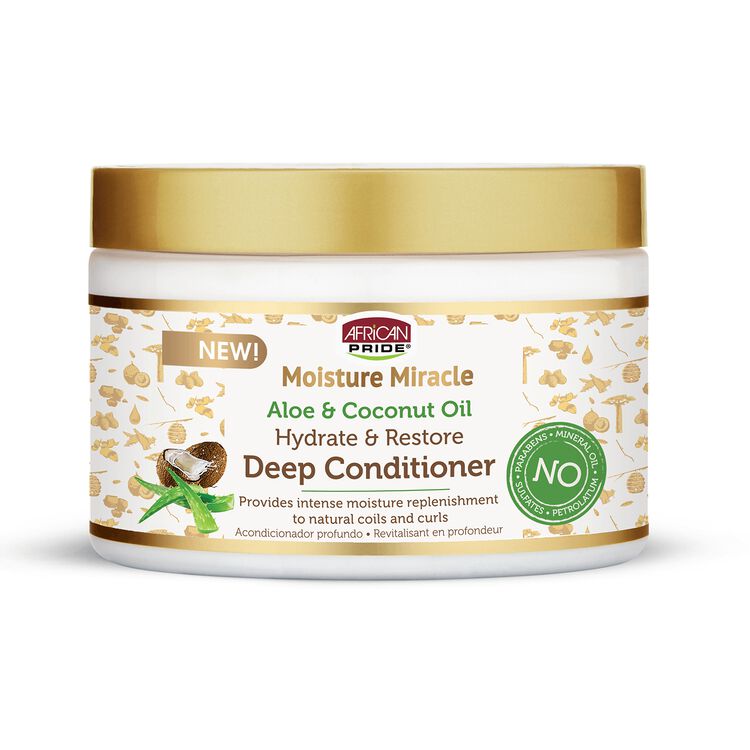 African Pride Moisture Miracle Aloe & Coconut Oil Hydrate & Restore Deep Conditioner 16oz