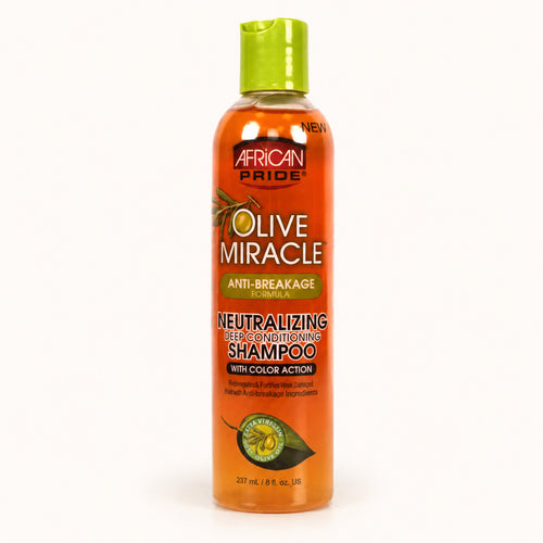 African Pride Olive Miracle Neutralizing Deep Conditioning Shampoo With Color Action 8oz front product view