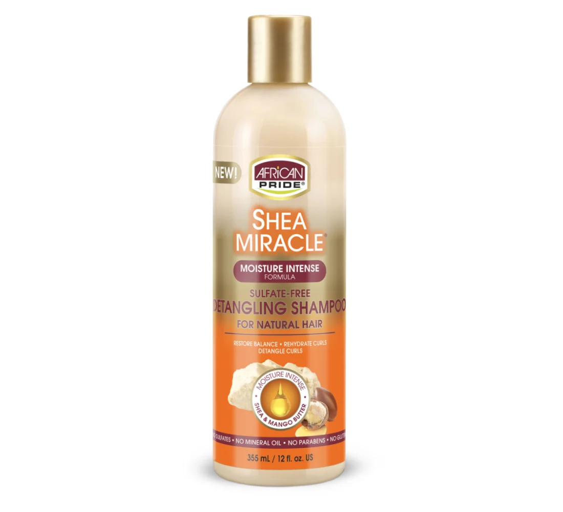 African Pride Shea Miracle Moisture Intense Sulfate Free Detangling Shampoo 12oz