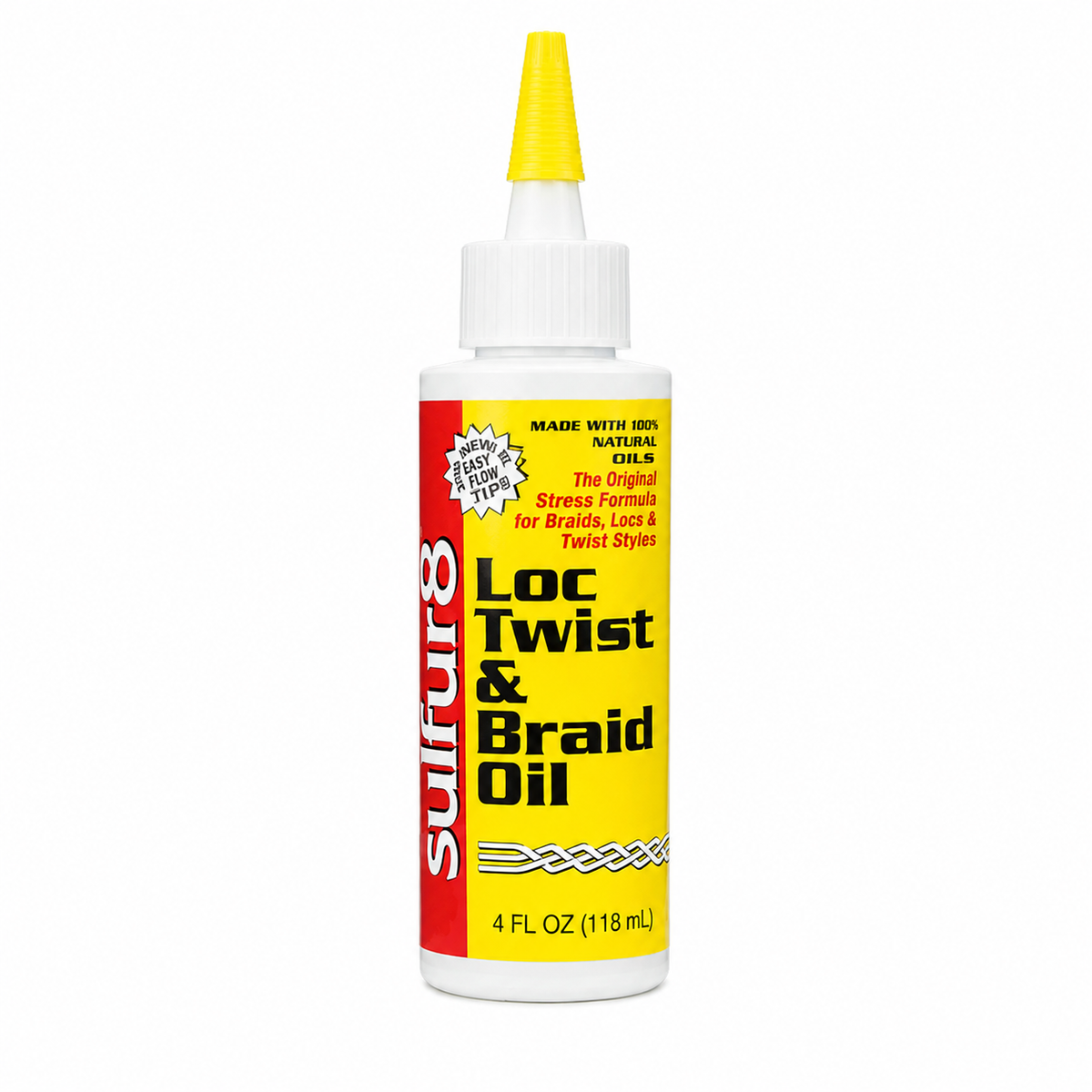 Sulfur8 Loc Twist & Braid Oil 4 oz front product image on white background for braids, locs, twists and scalp moisture