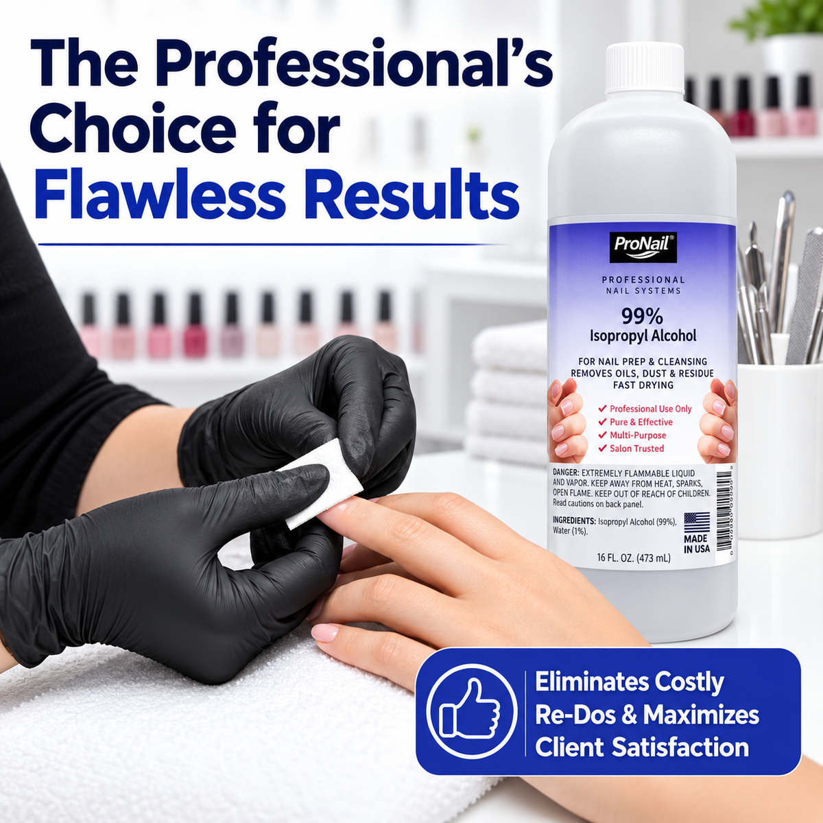 Pro Nail Salon Formula 99% Isopropyl Alcohol 16 oz