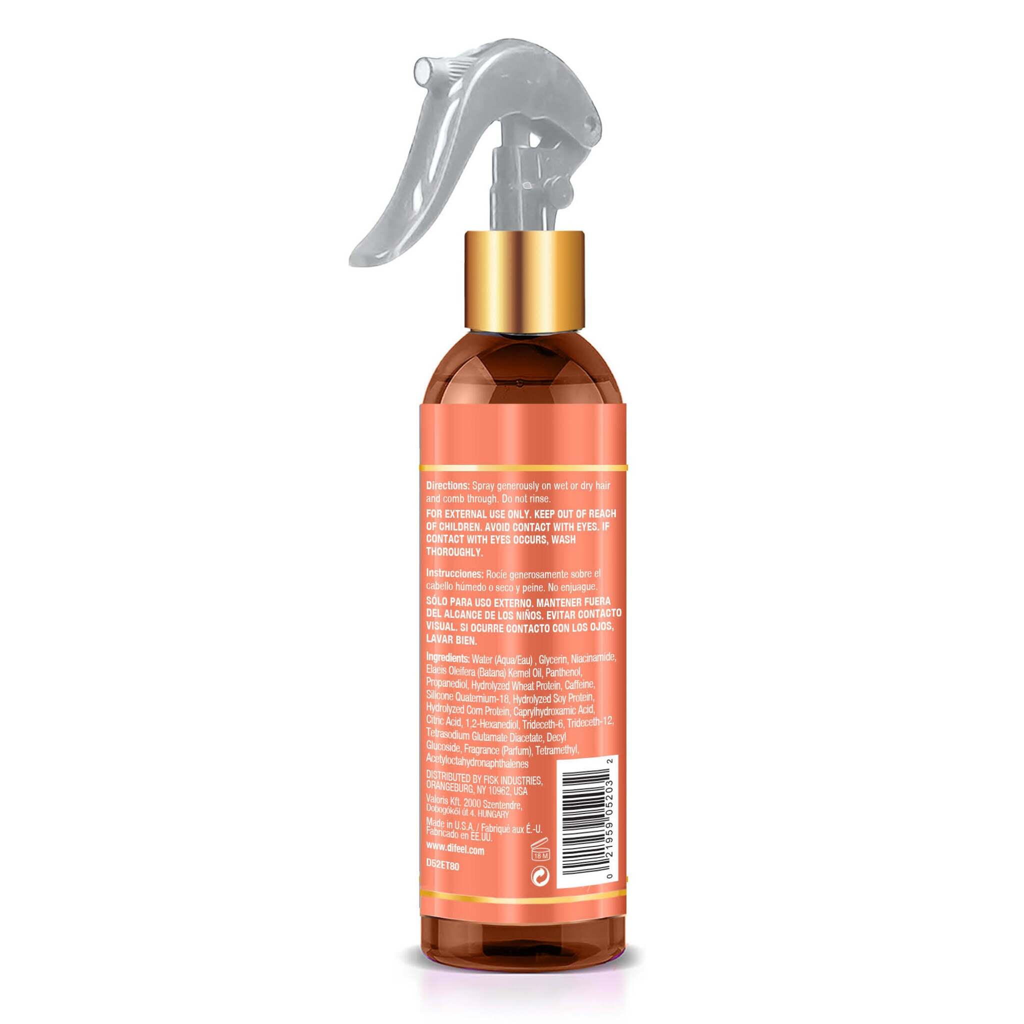 Brown spray bottle with gold cap on a white background