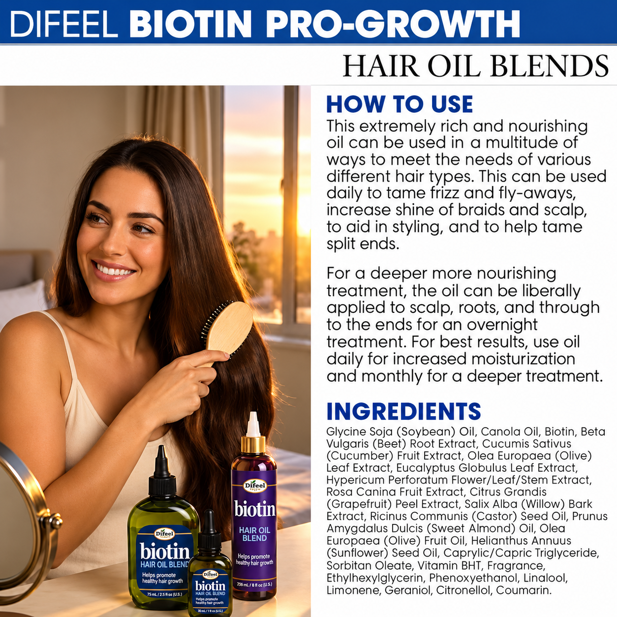 Difeel Biotin Premium Hair Oil 2 oz – Strengthening Hair & Scalp Oil How To