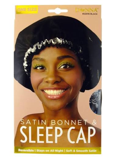Donna Satin Bonnet & Sleep Cap Reversible 22016 Black