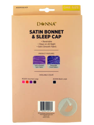 Donna Satin Bonnet & Sleep Cap Reversible 22016 Black