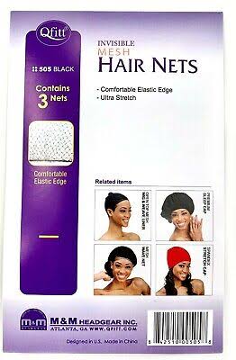 Qfitt Invisible Mesh Hair Nets 3 PCS 505 Black