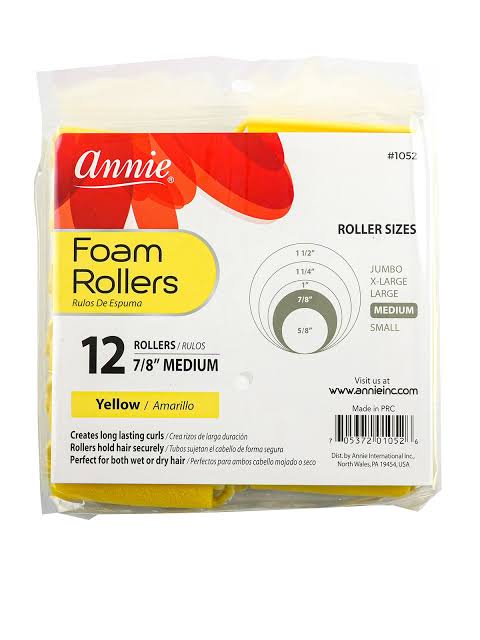 Annie Foam Rollers 12 7/8 Medium Yellow 1052