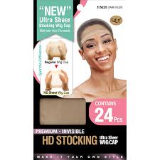 M&M Make Your Own Wig 24 PCS Premium Invisible HD Stocking Ultra Sheer Wig Cap Dark Nude 5225