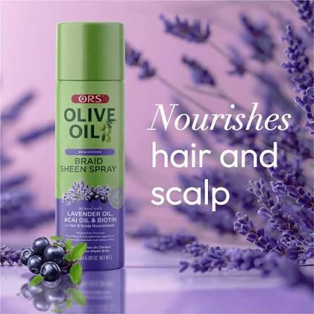 ORS Olive Oil Braid Zone Braid Sheen Spray Lavender Oil, Acai Oil, & Biotin