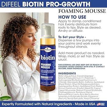 Difeel Biotin Foaming Hair Mousse 8oz