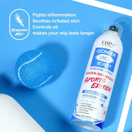 Ebin Wonder Lace Bond Adhesive Spray Water Resistant Sports Edition Rosemary Mint Maximum Hold 6.08oz